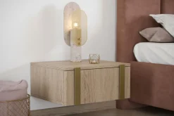2 x VERICA SZAFKA NOCNA 50 1SZ - dąb biszkoptowy / złote uchwyty / wisząca