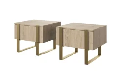 2 x VERICA SZAFKA NOCNA 50 1SZ - dąb biszkoptowy / złote nogi