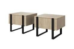 2 x VERICA SZAFKA NOCNA 50 1SZ - dąb biszkoptowy / czarne nogi