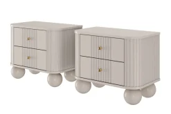 2 x VESPER SZAFKA NOCNA 56 2SZ - cashmere mdf / cashmere / złote uchwyty / nogi kule