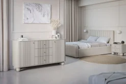 2 x VESPER SZAFKA NOCNA 56 2SZ - cashmere mdf / cashmere / złote uchwyty / nogi kule