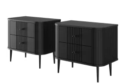 2 x VESPER SZAFKA NOCNA 56 2SZ - czarny mdf / czarny mdf / czarne nogi