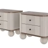 2 x VESPER SZAFKA NOCNA 56 2SZ - cashmere mdf / orzech / czarne uchwyty / nogi kule