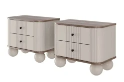 2 x VESPER SZAFKA NOCNA 56 2SZ - cashmere mdf / orzech / czarne uchwyty / nogi kule