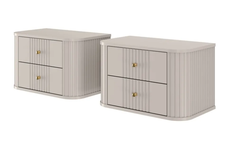 2 x VESPER SZAFKA NOCNA 56 2SZ - cashmere mdf / cashmere / złote uchwyty / wisząca