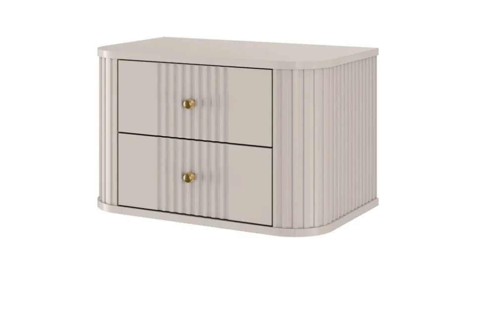2 x VESPER SZAFKA NOCNA 56 2SZ - cashmere mdf / cashmere / złote uchwyty / wisząca