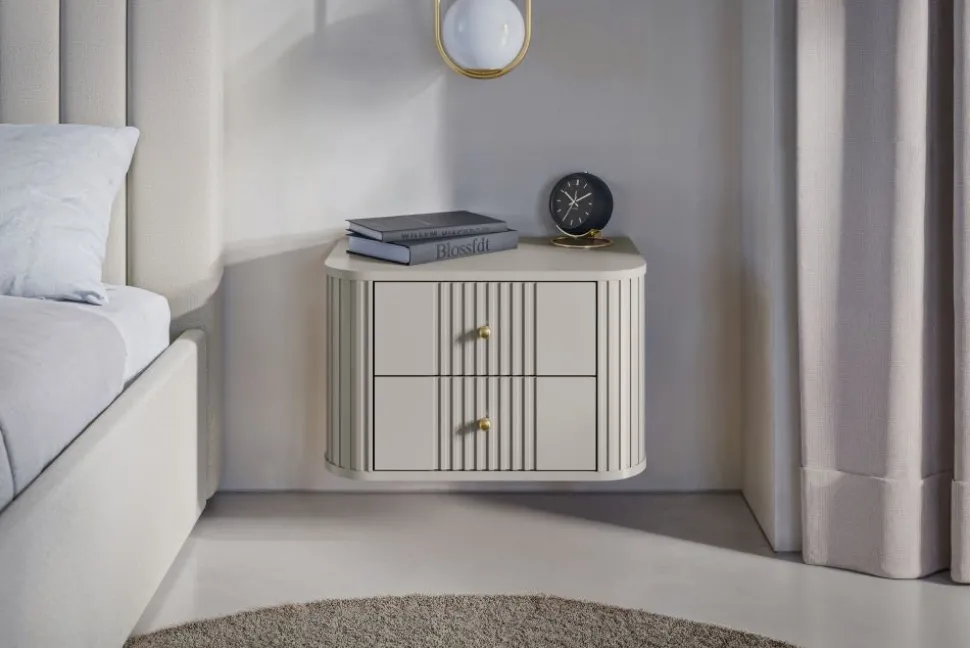 2 x VESPER SZAFKA NOCNA 56 2SZ - cashmere mdf / cashmere / złote uchwyty / wisząca