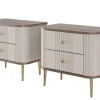 2 x VESPER SZAFKA NOCNA 56 2SZ - cashmere mdf / orzech / złote nogi