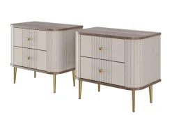 2 x VESPER SZAFKA NOCNA 56 2SZ - cashmere mdf / orzech / złote nogi