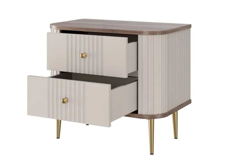2 x VESPER SZAFKA NOCNA 56 2SZ - cashmere mdf / orzech / złote nogi