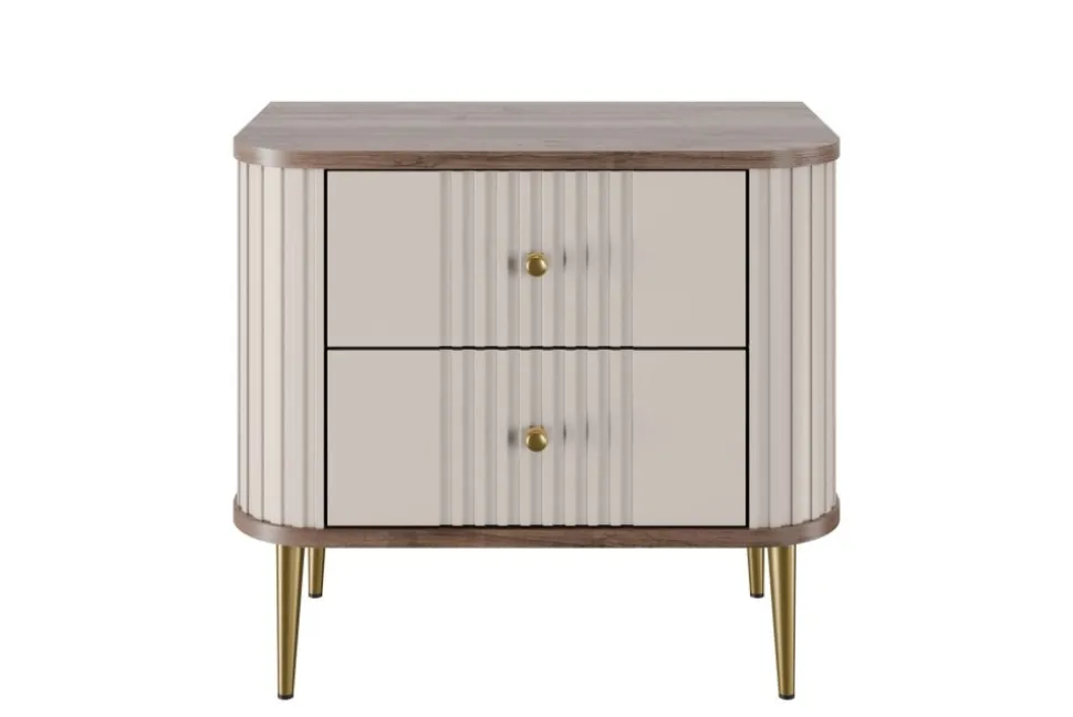 2 x VESPER SZAFKA NOCNA 56 2SZ - cashmere mdf / orzech / złote nogi