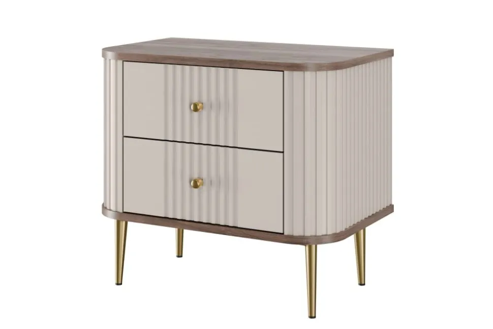 2 x VESPER SZAFKA NOCNA 56 2SZ - cashmere mdf / orzech / złote nogi