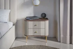 2 x VESPER SZAFKA NOCNA 56 2SZ - cashmere mdf / orzech / złote nogi