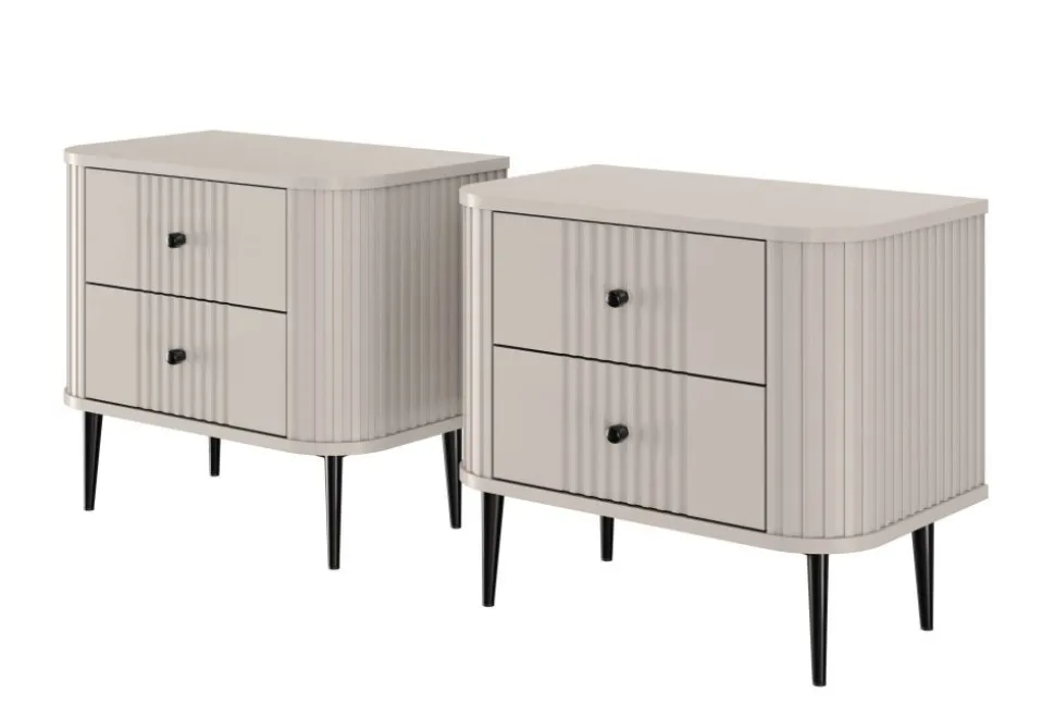 2 x VESPER SZAFKA NOCNA 56 2SZ - cashmere mdf / cashmere / czarne nogi