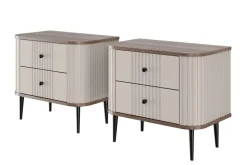 2 x VESPER SZAFKA NOCNA 56 2SZ - cashmere mdf / orzech / czarne nogi