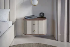 2 x VESPER SZAFKA NOCNA 56 2SZ - cashmere mdf / orzech / złote uchwyty / wisząca