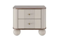 2 x VESPER SZAFKA NOCNA 56 2SZ - cashmere mdf / orzech / złote uchwyty / nogi kule