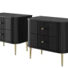 2 x VESPER SZAFKA NOCNA 56 2SZ - czarny mdf / czarny mdf / złote nogi