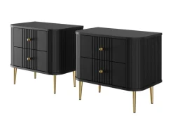 2 x VESPER SZAFKA NOCNA 56 2SZ - czarny mdf / czarny mdf / złote nogi