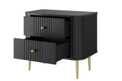 2 x VESPER SZAFKA NOCNA 56 2SZ - czarny mdf / czarny mdf / złote nogi