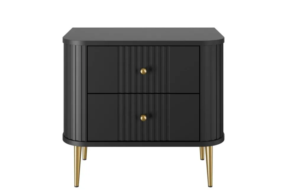 2 x VESPER SZAFKA NOCNA 56 2SZ - czarny mdf / czarny mdf / złote nogi