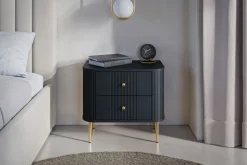 2 x VESPER SZAFKA NOCNA 56 2SZ - czarny mdf / czarny mdf / złote nogi