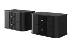 2 x VESPER SZAFKA NOCNA 56 2SZ - czarny mdf / czarny mdf / złote uchwyty / wisząca