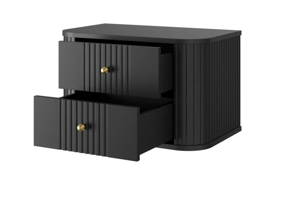 2 x VESPER SZAFKA NOCNA 56 2SZ - czarny mdf / czarny mdf / złote uchwyty / wisząca