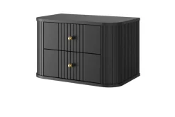 2 x VESPER SZAFKA NOCNA 56 2SZ - czarny mdf / czarny mdf / złote uchwyty / wisząca