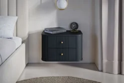 2 x VESPER SZAFKA NOCNA 56 2SZ - czarny mdf / czarny mdf / złote uchwyty / wisząca