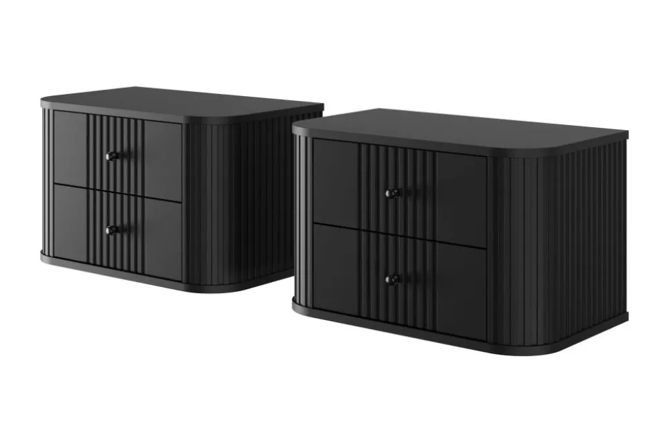 2 x VESPER SZAFKA NOCNA 56 2SZ - czarny mdf / czarny mdf / czarne uchwyty / wisząca