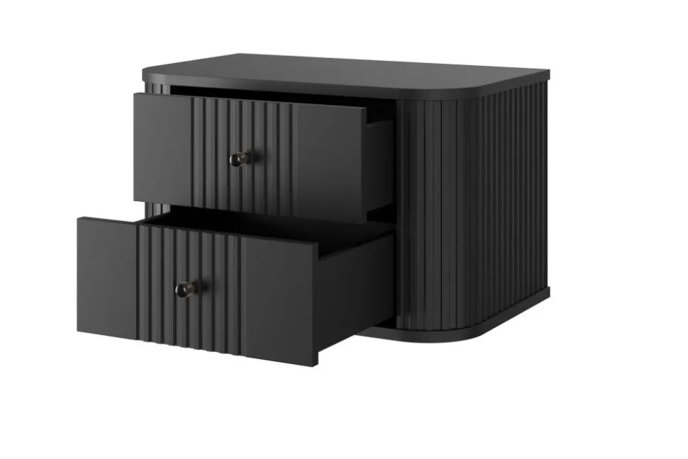 2 x VESPER SZAFKA NOCNA 56 2SZ - czarny mdf / czarny mdf / czarne uchwyty / wisząca