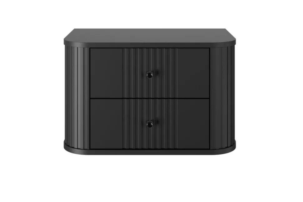 2 x VESPER SZAFKA NOCNA 56 2SZ - czarny mdf / czarny mdf / czarne uchwyty / wisząca