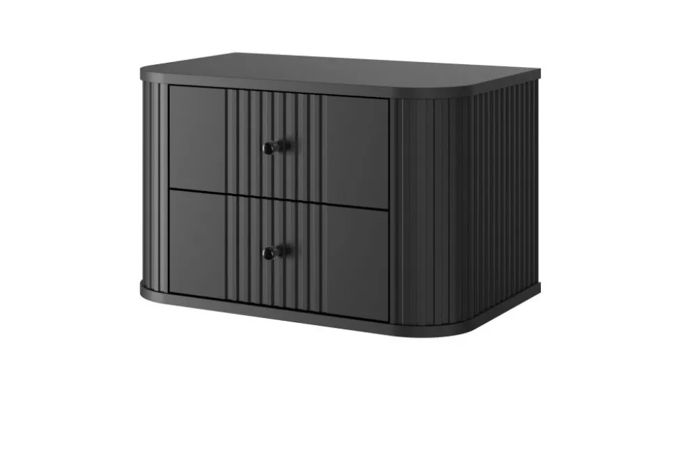2 x VESPER SZAFKA NOCNA 56 2SZ - czarny mdf / czarny mdf / czarne uchwyty / wisząca