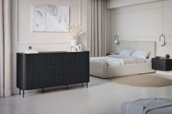 2 x VESPER SZAFKA NOCNA 56 2SZ - czarny mdf / czarny mdf / czarne uchwyty / wisząca