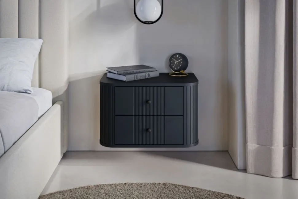 2 x VESPER SZAFKA NOCNA 56 2SZ - czarny mdf / czarny mdf / czarne uchwyty / wisząca