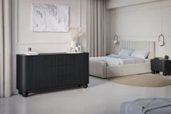 2 x VESPER SZAFKA NOCNA 56 2SZ - czarny mdf / czarny mdf / czarne uchwyty / nogi kule