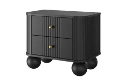 2 x VESPER SZAFKA NOCNA 56 2SZ - czarny mdf / czarny mdf / złote uchwyty / nogi kule