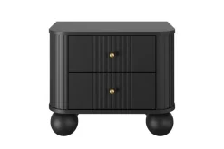 2 x VESPER SZAFKA NOCNA 56 2SZ - czarny mdf / czarny mdf / złote uchwyty / nogi kule