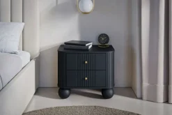 2 x VESPER SZAFKA NOCNA 56 2SZ - czarny mdf / czarny mdf / złote uchwyty / nogi kule
