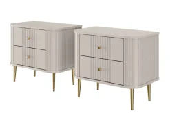 2 x VESPER SZAFKA NOCNA 56 2SZ - cashmere mdf / cashmere / złote nogi