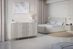 2 x VESPER SZAFKA NOCNA 56 2SZ - cashmere mdf / cashmere / złote nogi