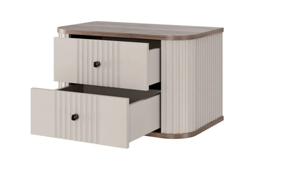 2 x VESPER SZAFKA NOCNA 56 2SZ - cashmere mdf / orzech / czarne uchwyty / wisząca
