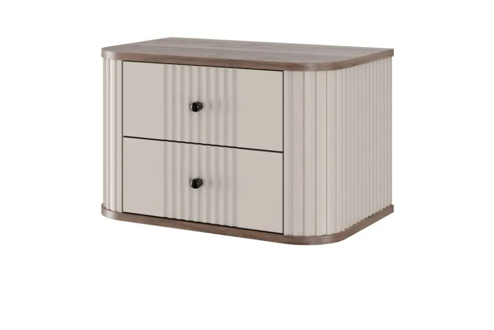 2 x VESPER SZAFKA NOCNA 56 2SZ - cashmere mdf / orzech / czarne uchwyty / wisząca