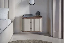 2 x VESPER SZAFKA NOCNA 56 2SZ - cashmere mdf / orzech / czarne uchwyty / wisząca