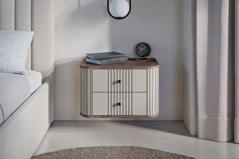 2 x VESPER SZAFKA NOCNA 56 2SZ - cashmere mdf / orzech / czarne uchwyty / wisząca