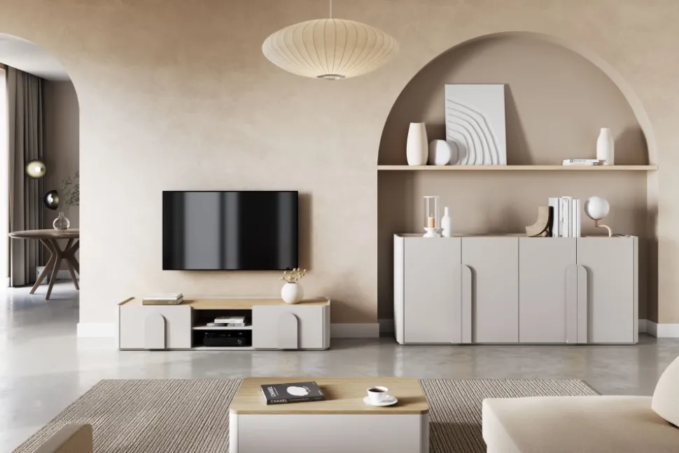 AMILIO ŁAWA 100 2SZ - cashmere / dąb olejowany