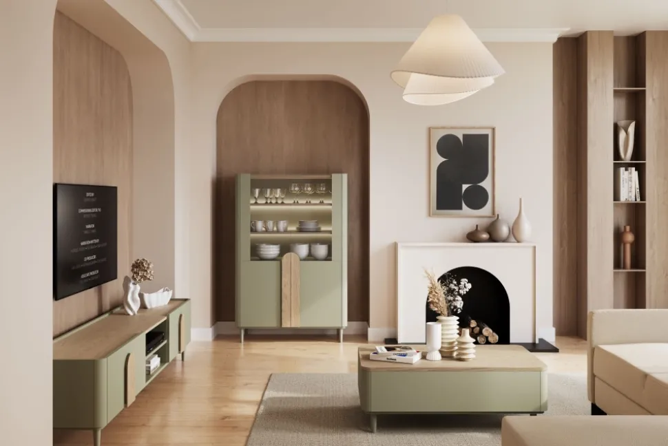 AMILIO ŁAWA 100 2SZ - eukaliptus / dąb baltic dune / nogi eukaliptus