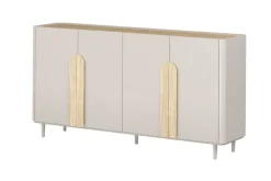 AMILIO KOMODA 200 4D - cashmere / dąb olejowany / uchwyty dąb jasny / nogi cashmere