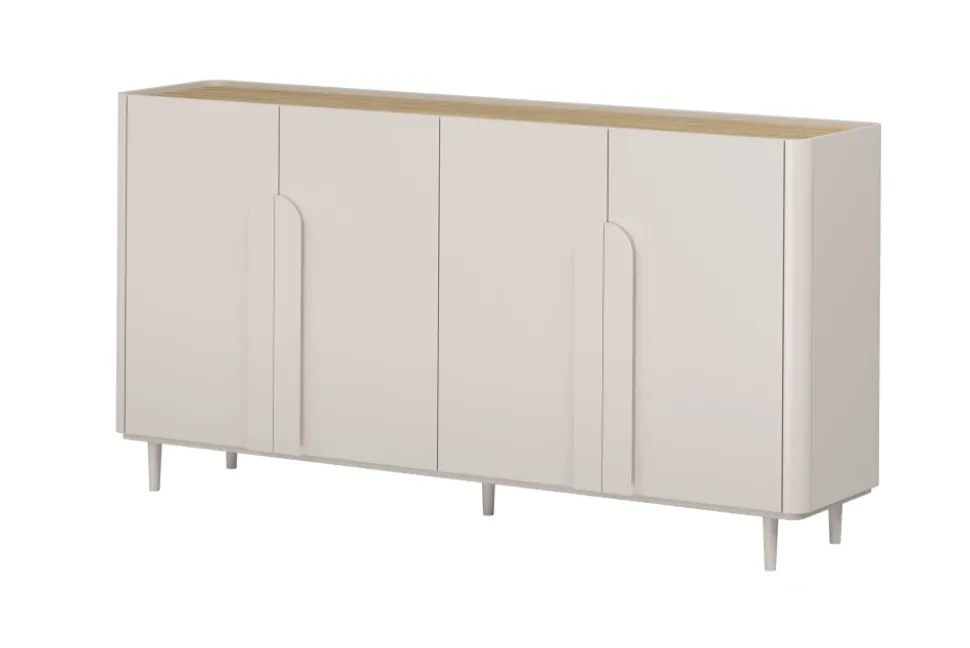 AMILIO KOMODA 200 4D - cashmere / dąb olejowany / uchwyty cashmere / nogi cashmere